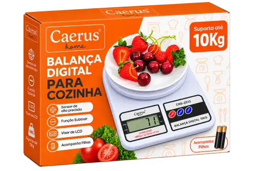 Balança Digital de Cozinha Caerus Home 10kg com Visor LCD