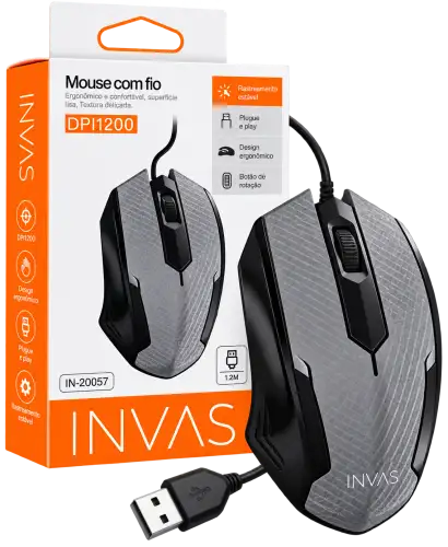 Mouse Com Fio Inova KV-8580 – Ergonômico e Compacto