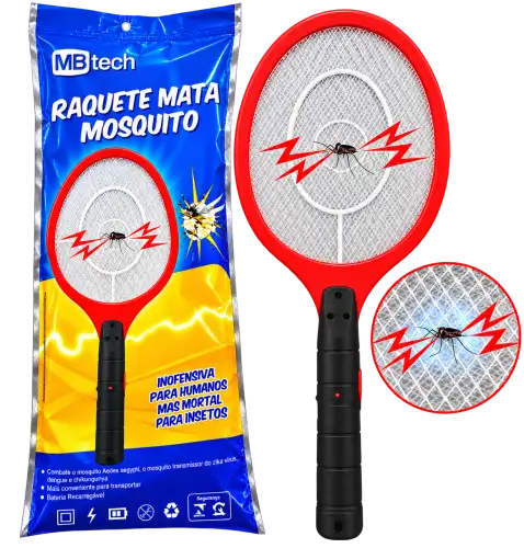 Raquete Elétrica Mata Mosquito MBtech – Recarregável