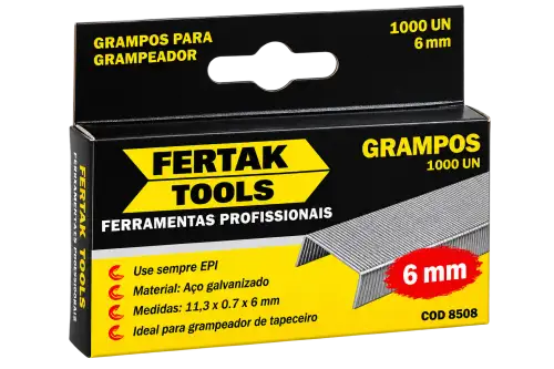 Grampos para Grampeador Fertak Tools 6 mm – 1.000 Unidades