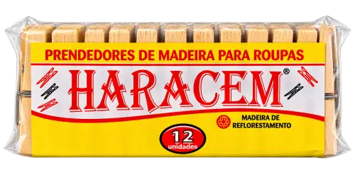 Prendedores de Roupa de Madeira Haracem – 12 Unidades