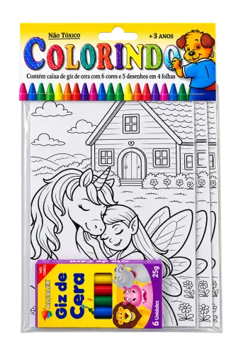 Kit Colorindo com Giz de Cera Infantil