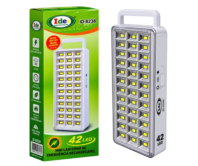 Lanterna de Emergência Recarregável 42 LEDs – Ide ID-8238