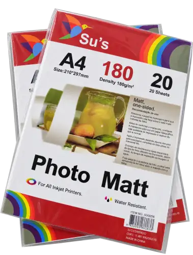 Papel Fotográfico Glossy A4 180g com 20 Folhas – Su's