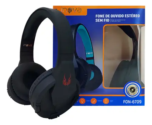 Fone de Ouvido Bluetooth Inova FON-6709 – Estéreo Sem Fio com Microfone
